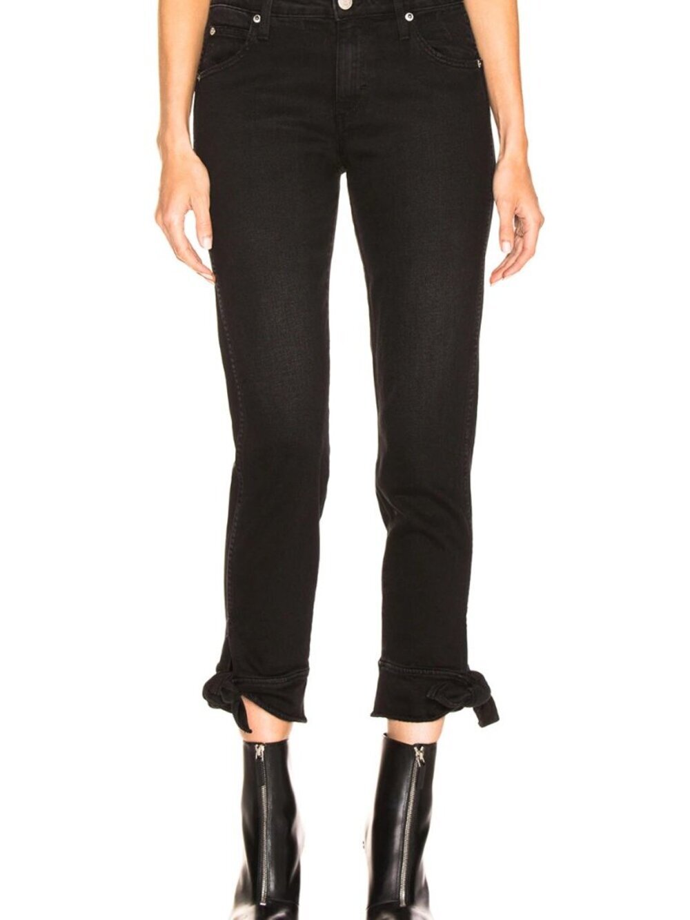 AMO Women's Tie Ankle Jean in Black Magic Jeans Size 25 Mid-Rise Cropped